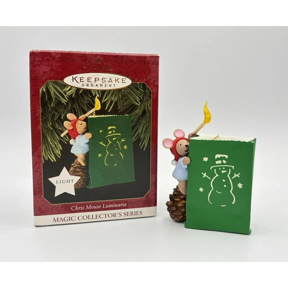 1997 Hallmark Keepsake Ornament Chris Mouse Luminaria Magic Light 13th Vintage
